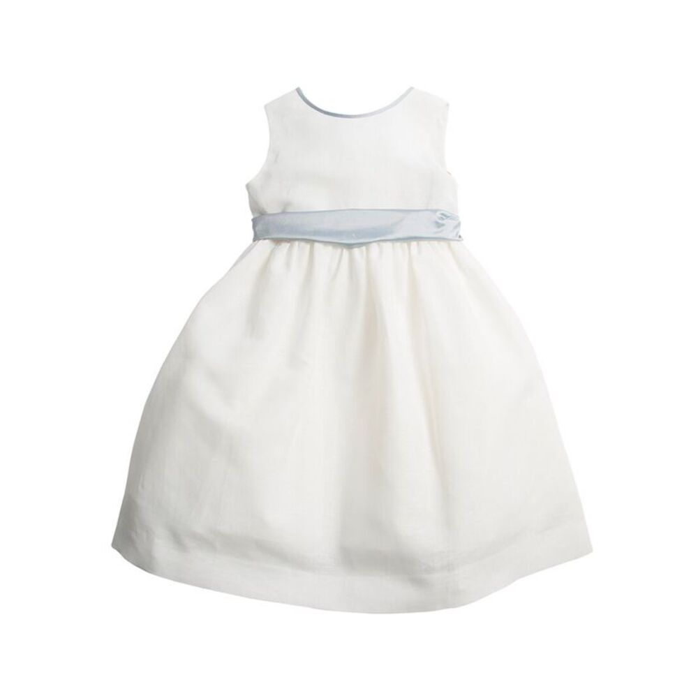 Pepa London Girls  Flower Girl Silk-Trim Linen-Blend Dress, Blue